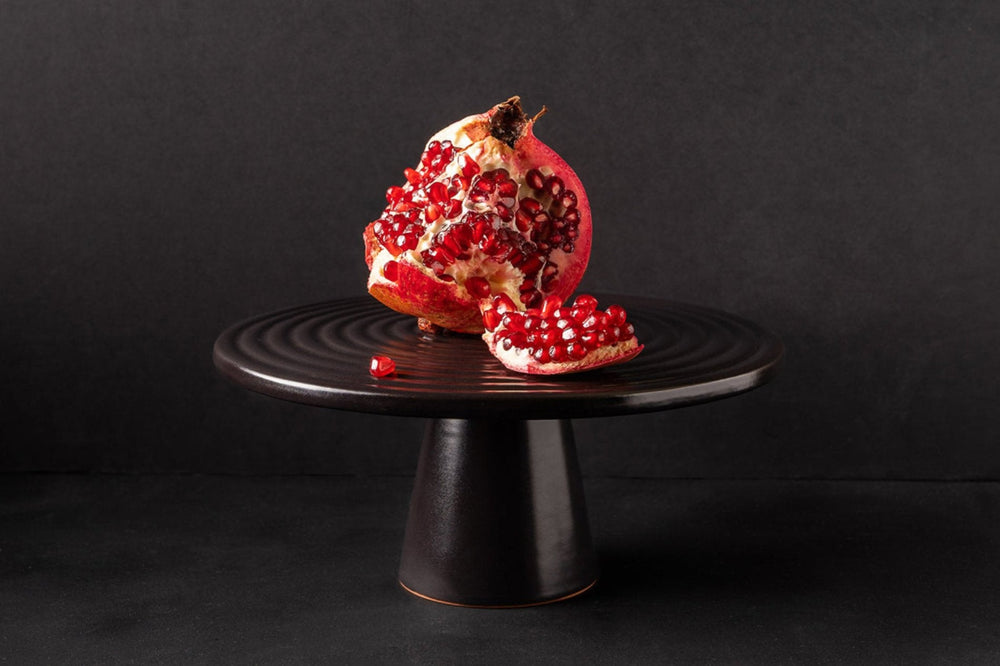 Dutchdeluxes Food Stand Servierplatte 11,5cm hoch 25cm Durchmesser -Medium- Schwarz Matt